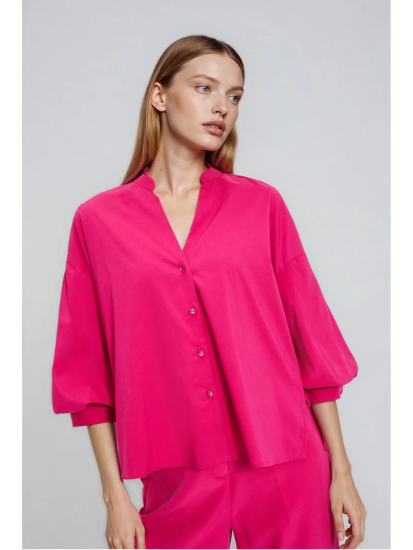Moodo Fuchsiová košeľa s naberanými rukávmi Moodo