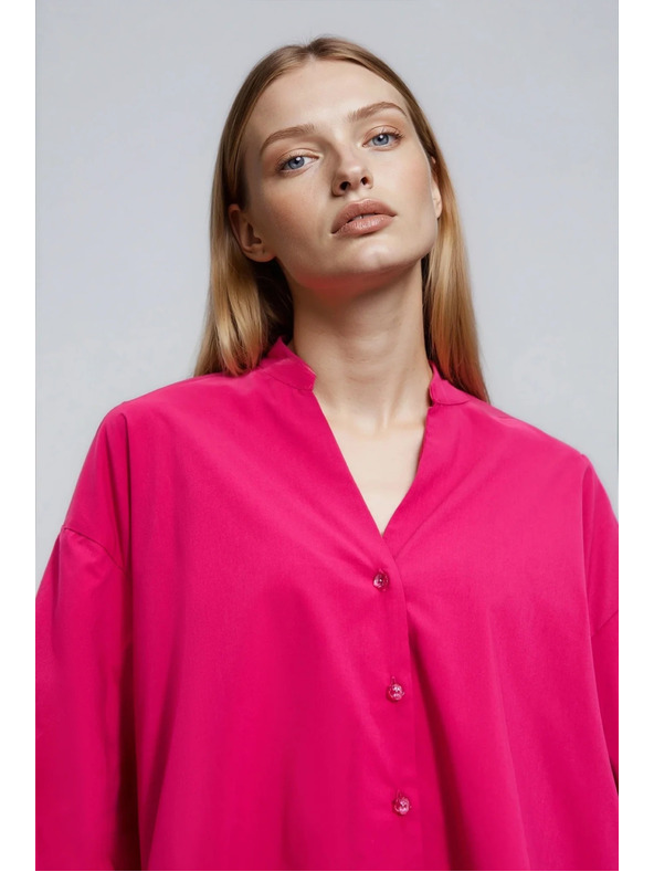 Moodo Fuchsiová košeľa s naberanými rukávmi Moodo