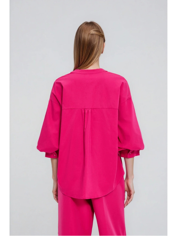 Moodo Fuchsiová košeľa s naberanými rukávmi Moodo