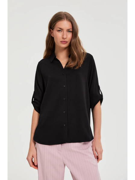 Moodo Čierna viskózová košeľa Moodo