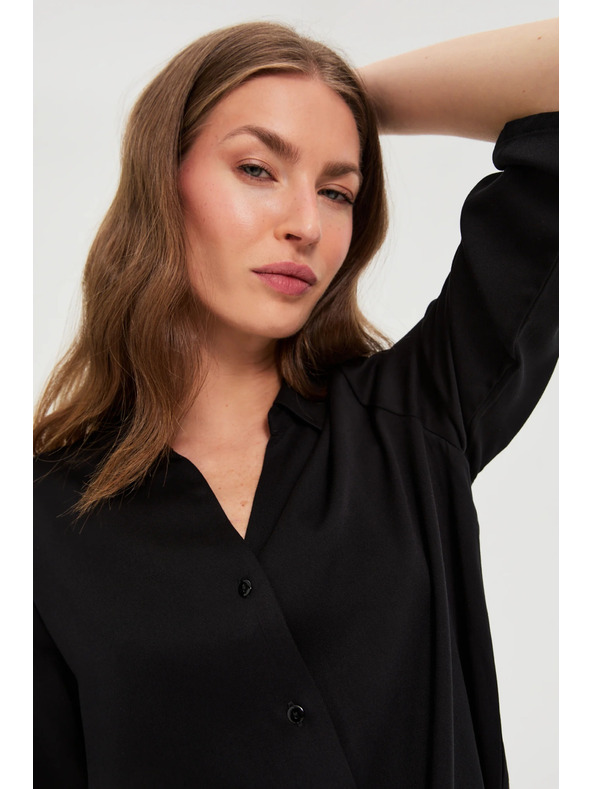 Moodo Čierna viskózová košeľa Moodo