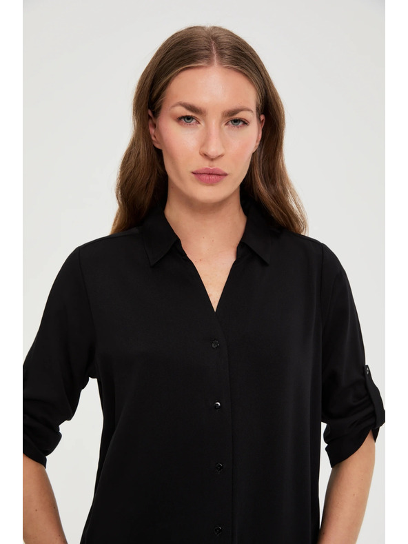 Moodo Čierna viskózová košeľa Moodo