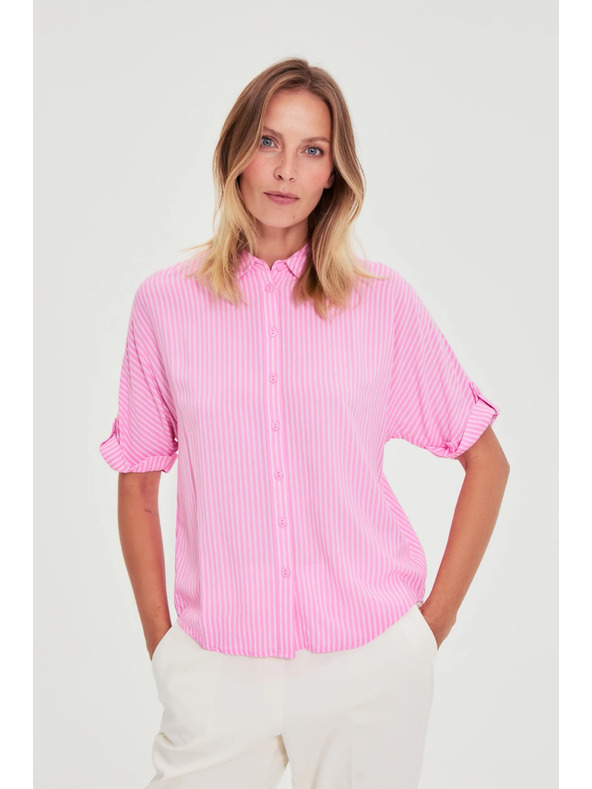 Moodo Ružová pruhovaná košeľa Moodo
