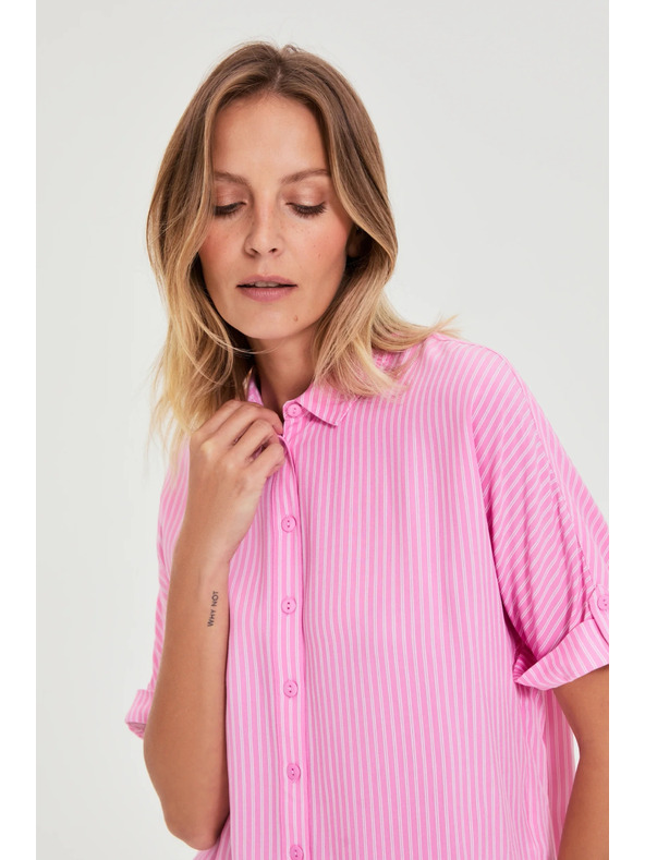 Moodo Ružová pruhovaná košeľa Moodo