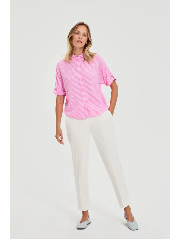 Moodo Ružová pruhovaná košeľa Moodo