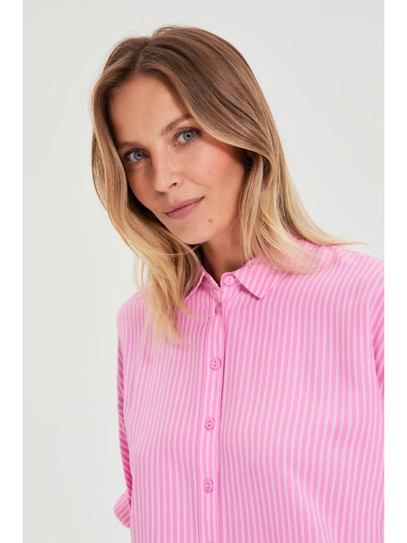 Moodo Ružová pruhovaná košeľa Moodo