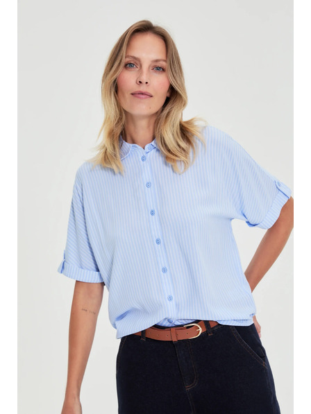 Moodo Svetlomodrá pruhovaná košeľa Moodo