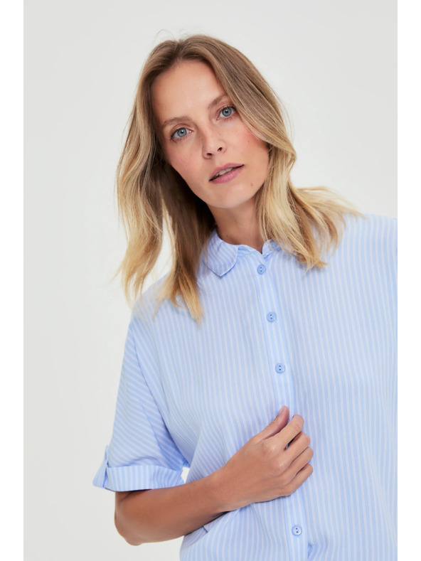 Moodo Svetlomodrá pruhovaná košeľa Moodo