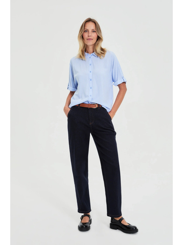 Moodo Svetlomodrá pruhovaná košeľa Moodo