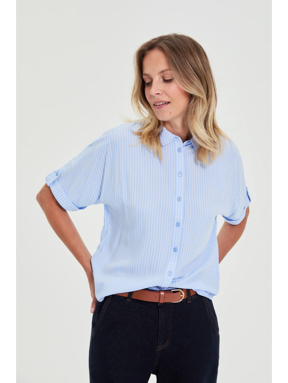 Moodo Svetlomodrá pruhovaná košeľa Moodo