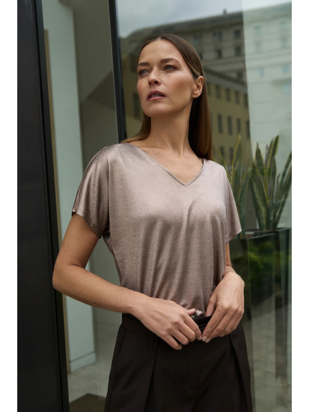 Moodo Blúzka z trblietavého materiálu ružová Moodo