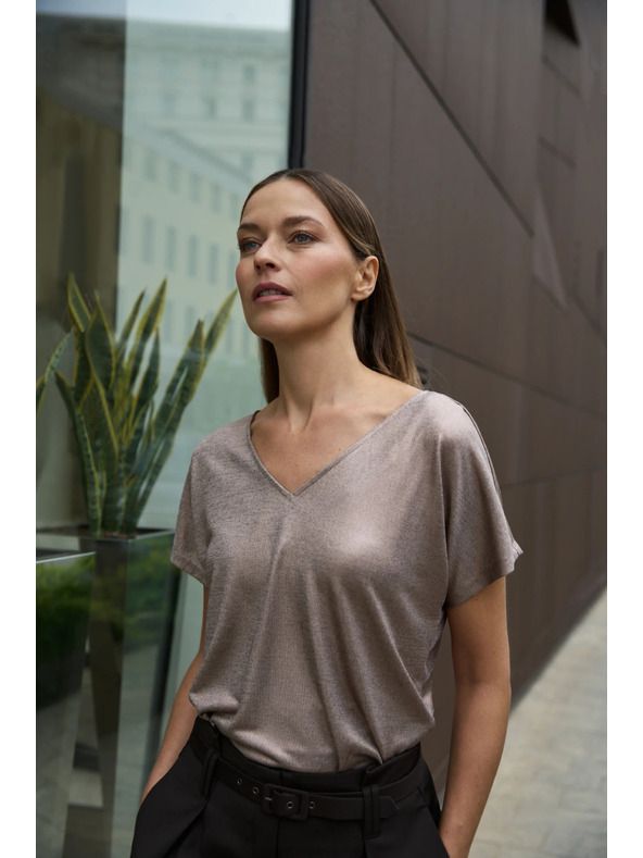 Moodo Blúzka z trblietavého materiálu ružová Moodo