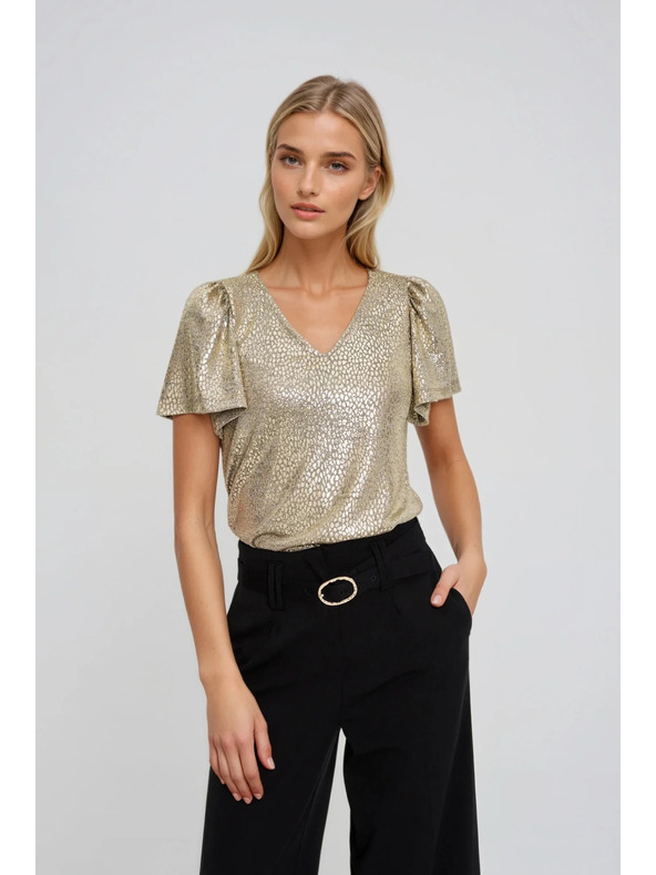 Moodo Blúzka s nadýchanými rukávmi zlatá Moodo