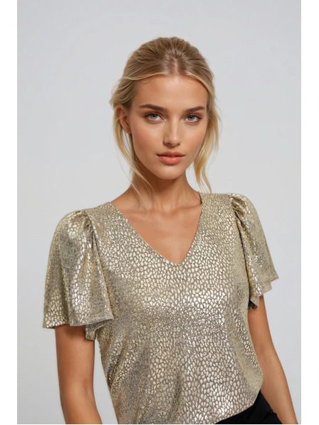 Moodo Blúzka s nadýchanými rukávmi zlatá Moodo