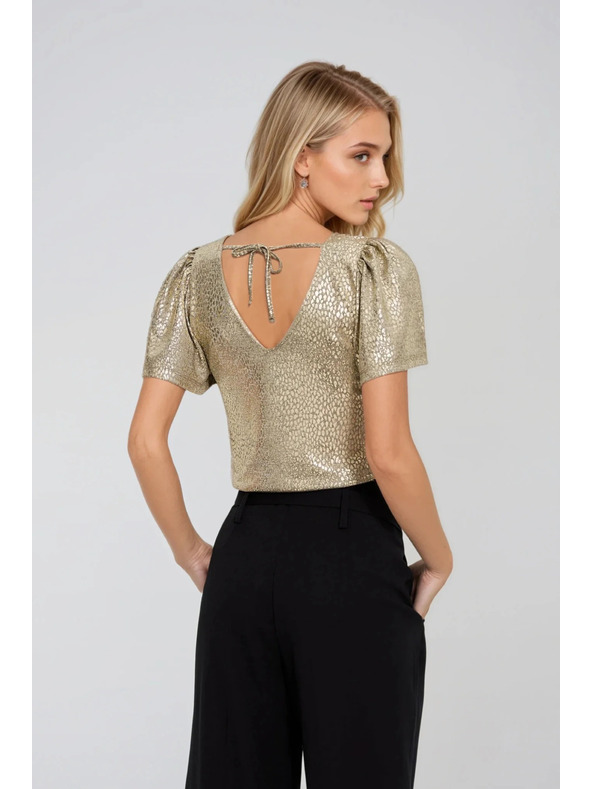 Moodo Blúzka s nadýchanými rukávmi zlatá Moodo