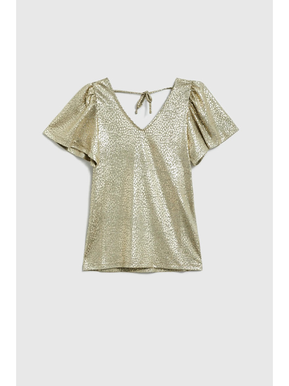 Moodo Blúzka s nadýchanými rukávmi zlatá Moodo