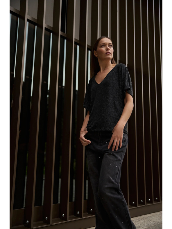 Moodo Blúzka na nosenie dvoma spôsobmi čierna Moodo