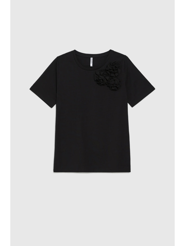 Moodo Bavlnené tričko s aplikáciou čierne Moodo