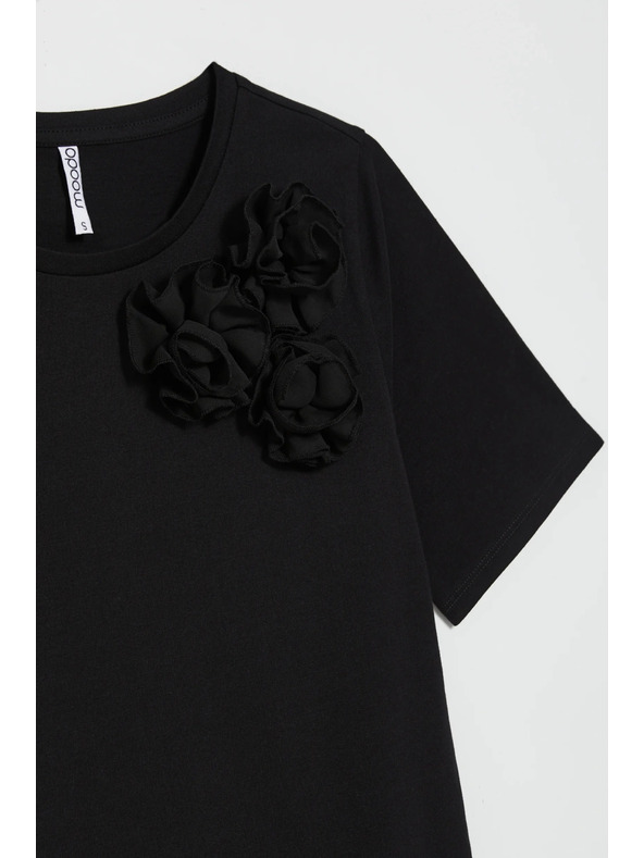 Moodo Bavlnené tričko s aplikáciou čierne Moodo