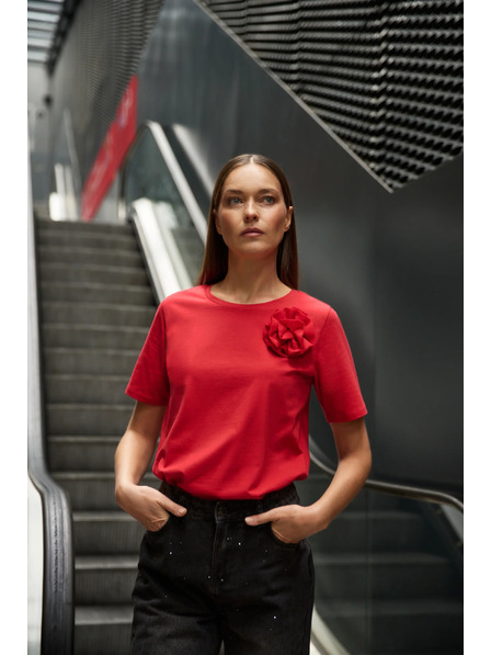 Moodo Bavlnená blúzka s aplikáciou červená Moodo