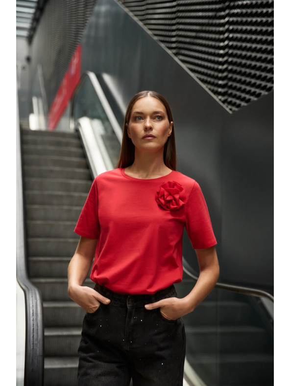 Moodo Bavlnená blúzka s aplikáciou červená Moodo