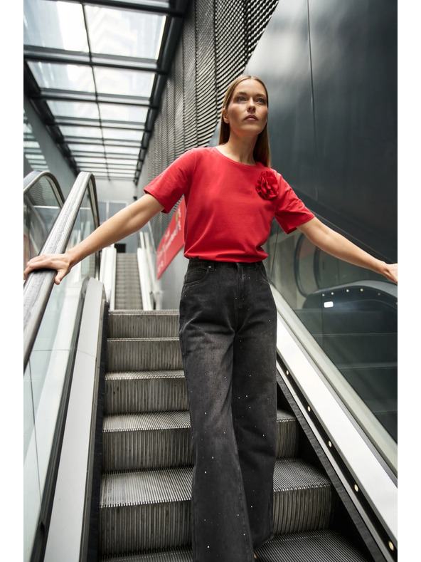 Moodo Bavlnená blúzka s aplikáciou červená Moodo