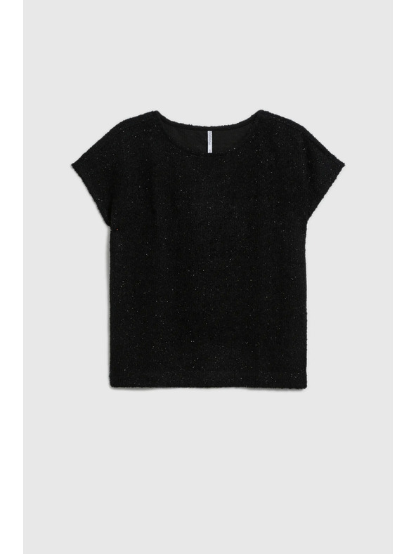 Moodo Lesklý top s krátkym rukávom čierny Moodo