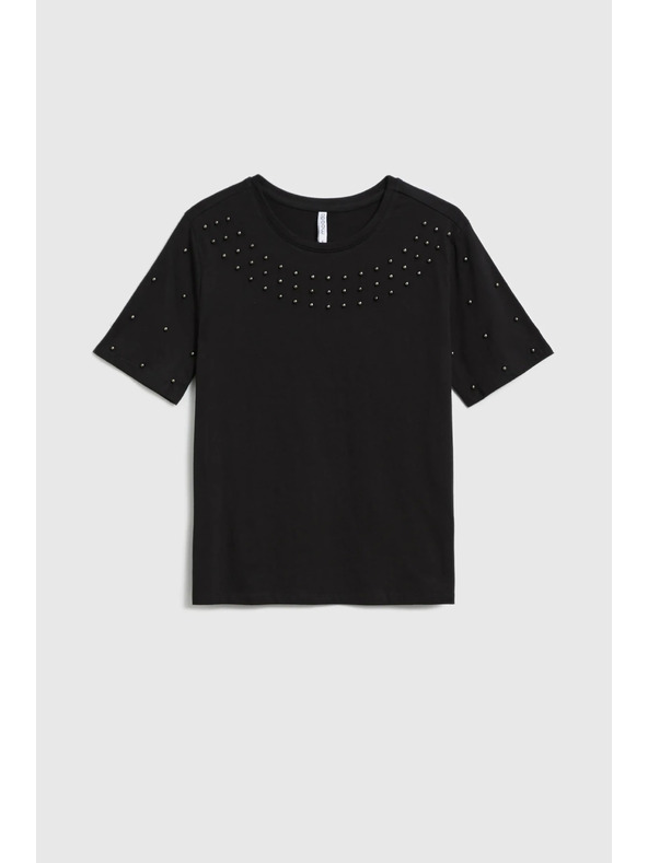 Moodo Čierne tričko s korálkami Moodo