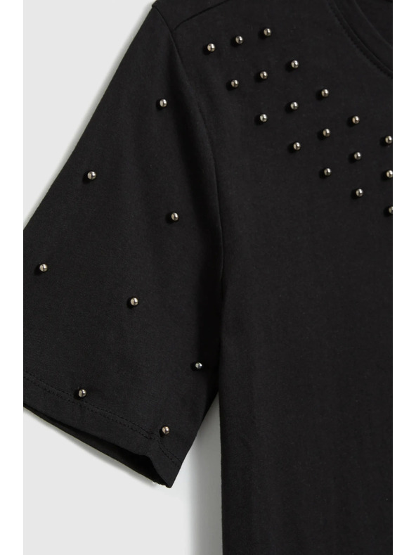 Moodo Čierne tričko s korálkami Moodo