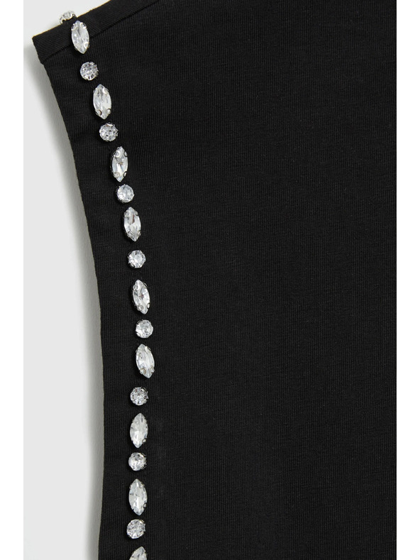 Moodo Bavlnená blúzka s ozdobenými rukávmi čierna Moodo