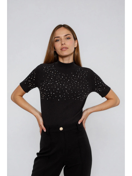 Moodo Čierne tričko s krátkym rukávom Moodo