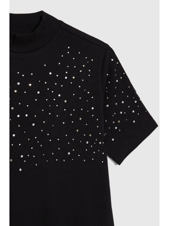 Moodo Čierne tričko s krátkym rukávom Moodo