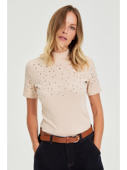 Moodo Béžová blúzka s vreckami Moodo