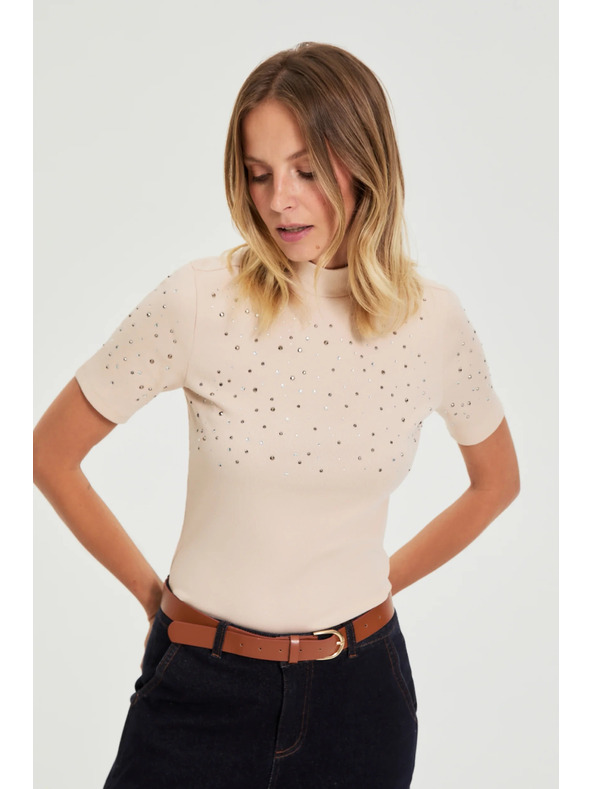 Moodo Béžová blúzka s vreckami Moodo