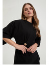Moodo Bavlnená blúzka s ozdobným gombíkom čierna Moodo