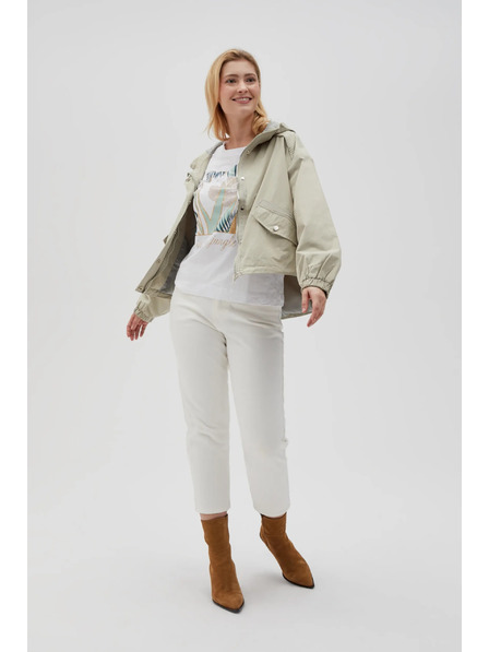 Moodo Krátka bunda s kapucňou olivová Moodo