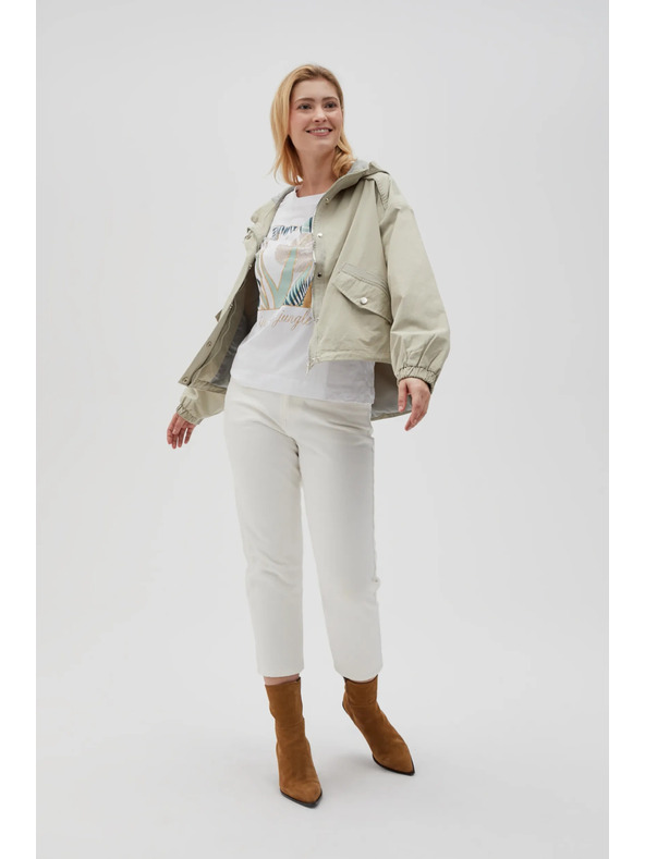 Moodo Krátka bunda s kapucňou olivová Moodo