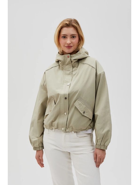 Moodo Krátka bunda s kapucňou olivová Moodo