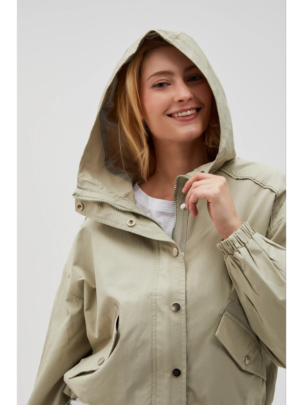 Moodo Krátka bunda s kapucňou olivová Moodo