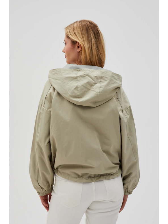 Moodo Krátka bunda s kapucňou olivová Moodo