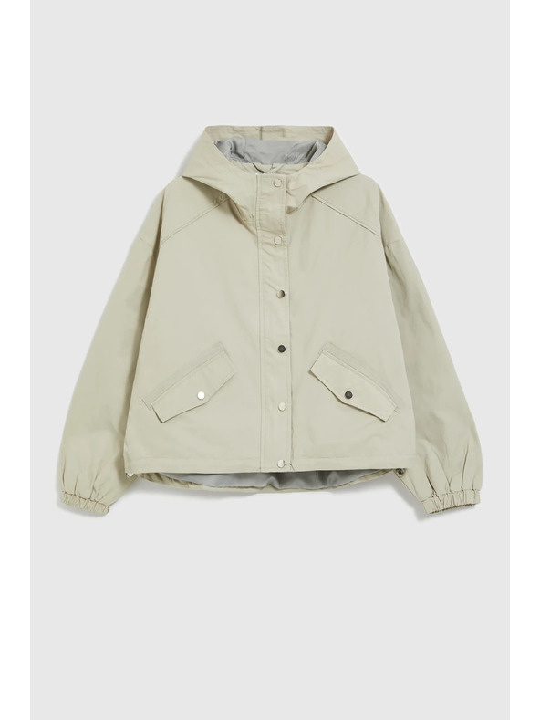 Moodo Krátka bunda s kapucňou olivová Moodo