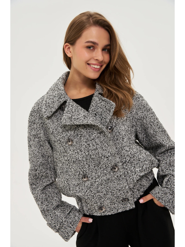 Moodo Krátky čiernobiely kabát Moodo