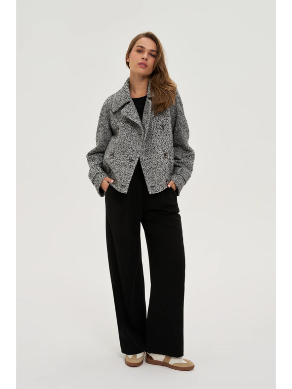 Moodo Krátky čiernobiely kabát Moodo