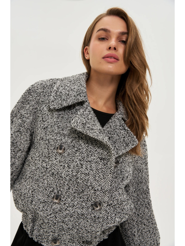 Moodo Krátky čiernobiely kabát Moodo