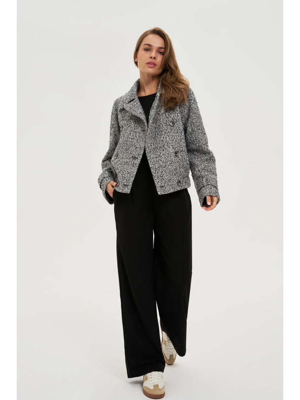 Moodo Krátky čiernobiely kabát Moodo