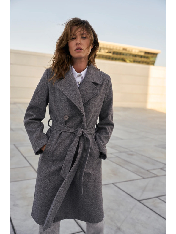 Moodo Kabát s páskom sivý Moodo