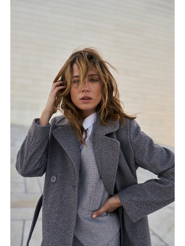 Moodo Kabát s páskom sivý Moodo