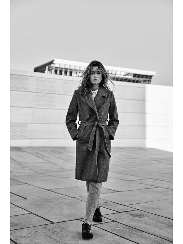 Moodo Kabát s páskom sivý Moodo