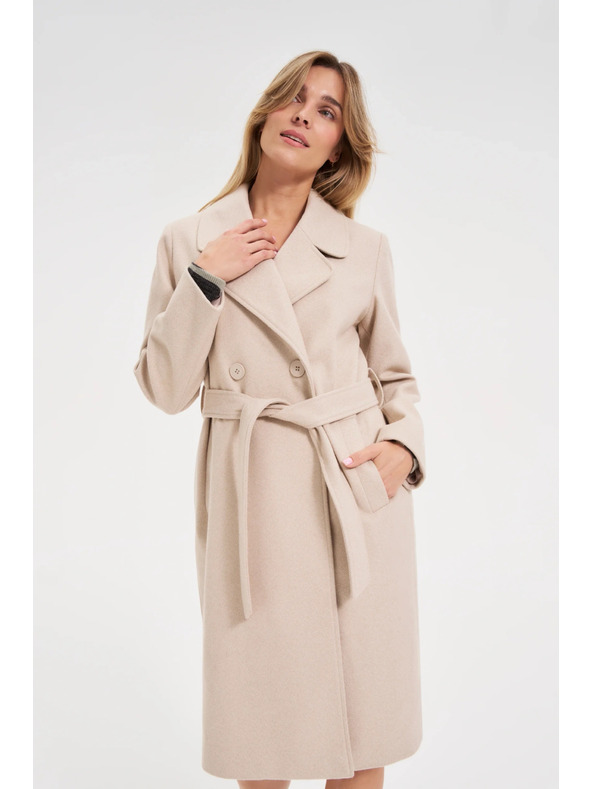 Moodo Kabát s páskom béžový Moodo