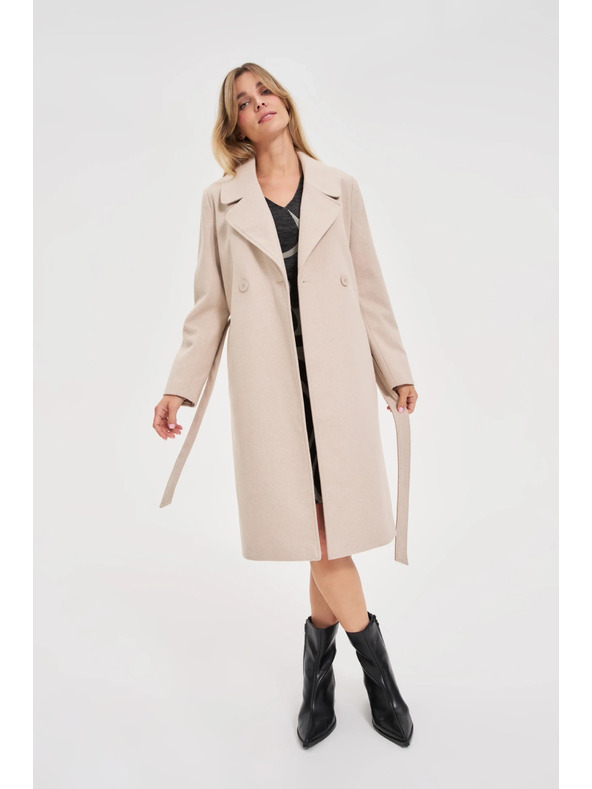 Moodo Kabát s páskom béžový Moodo